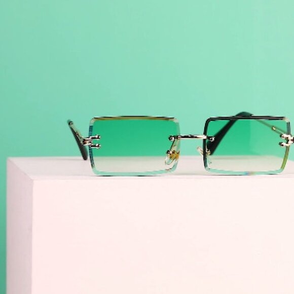 4 Pairs Rimless Rectangle Sunglasses Frameless Square Glasses Vintage - Picture 8 of 8